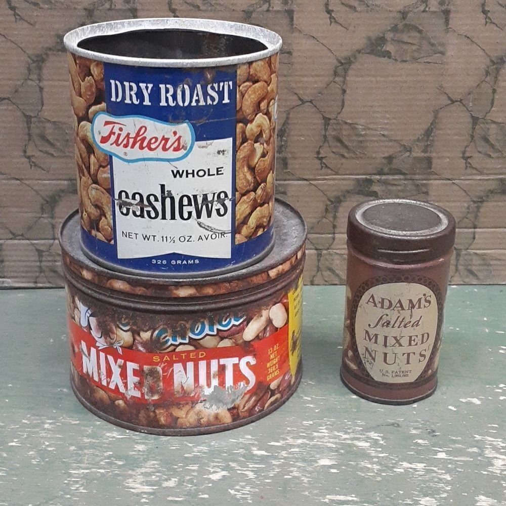 ‎bundle of 3 vintage cashew, nut tins